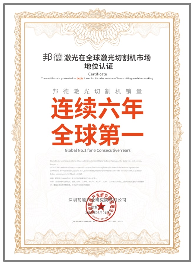 六连冠！全球激光切割机龙头企业邦德激光销量连续六年全球第一